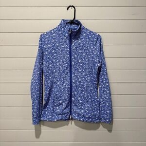 Peter Millar Womens Medium Blue Floral Performance Full Zip Golf Jacket